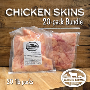 Bulk Pasture-Raised Chicken Skins (20 x 1 lb Packs)